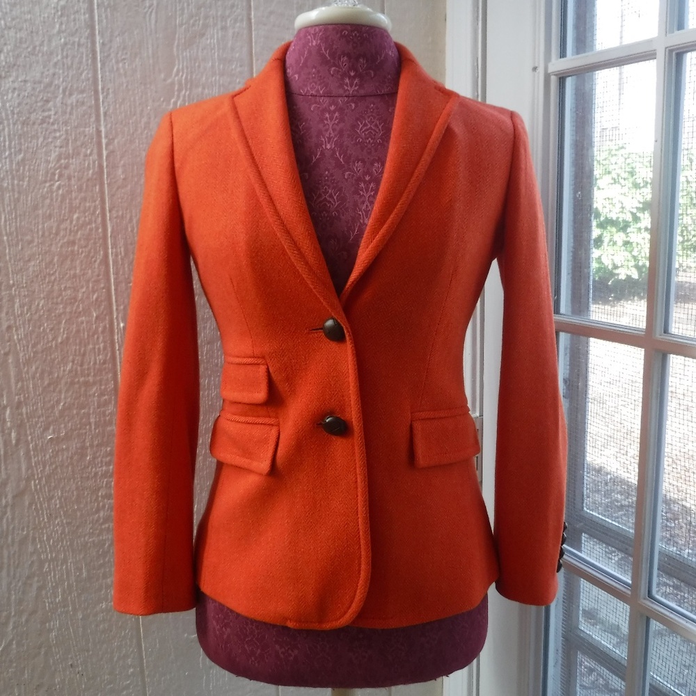 J. Crew Wool Herringbone Pattern Button Up Jacket - image 4